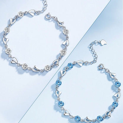 Jzora handmade round cut luxury sterling silver bracelet