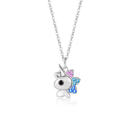 Jzora handmade lovely unicorn sterling silver necklace