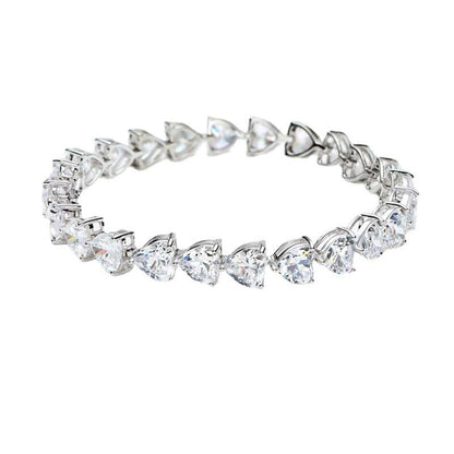 Jzora handmade white heart shape multi stone sterling silver tennis bracelet