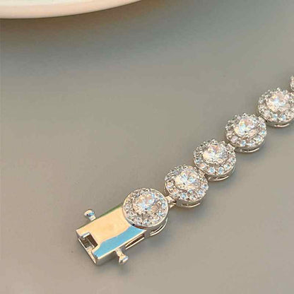 Jzora handmade round cut classic sterling silver tennis bracelet