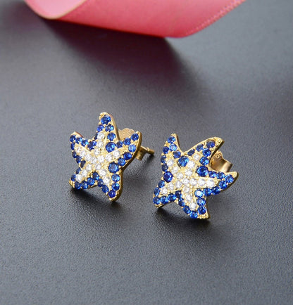 Jzora handmade oceanic cute starfish sterling silver earrings