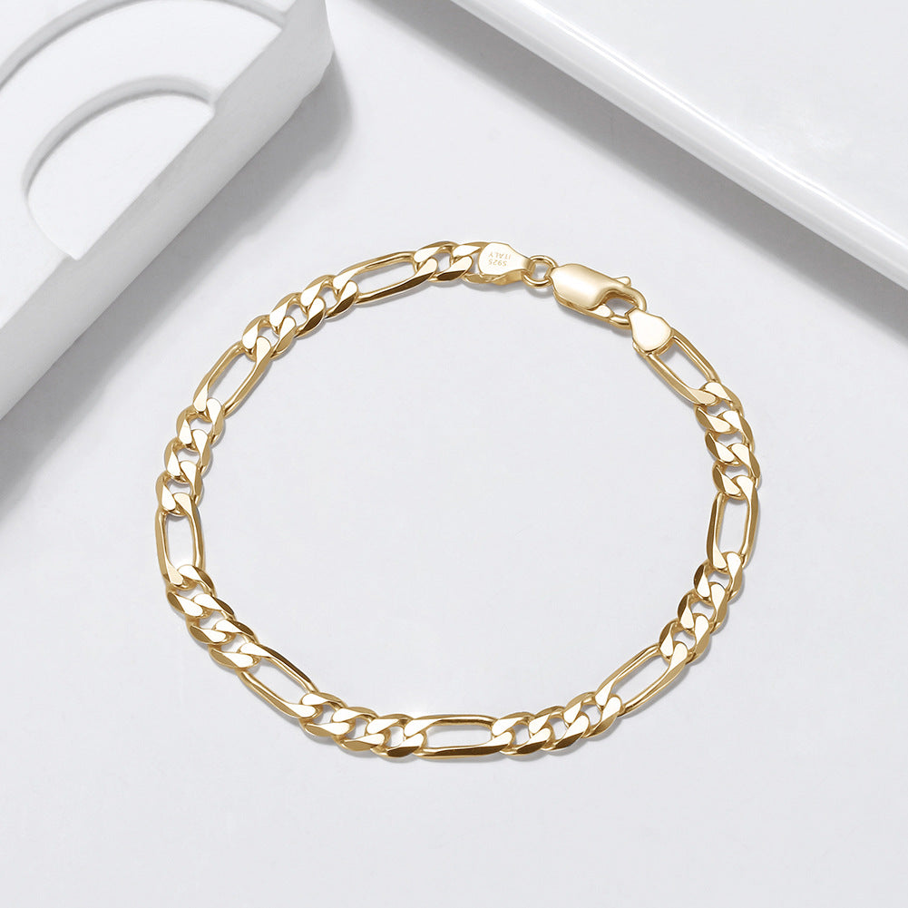 Jzora handmade figaro personalized tennis sterling silver bracelet