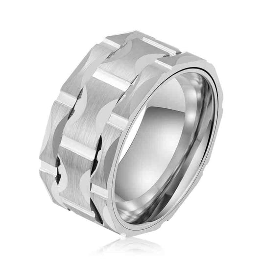 Jzora handmade fashion ripple tungsten steel wedding men's band