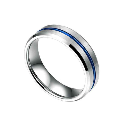 Jzora handmade simple style blue tungsten Steel wedding men's band