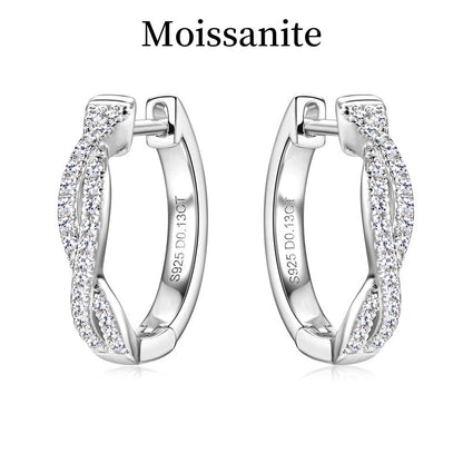 Jzora handmade fashion twist full moissanite diamond sterling silver earrings