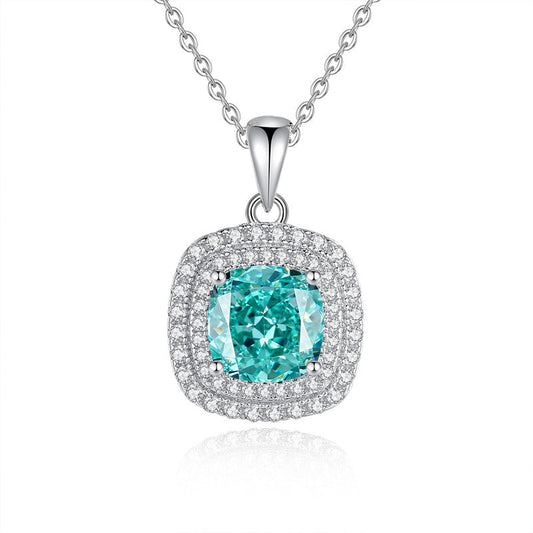Jzora handmade Paraiba halo sterling silver necklace