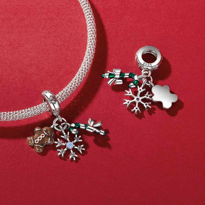 Jzora Handmade Snowflake Christmas Gingerbread Man Charms