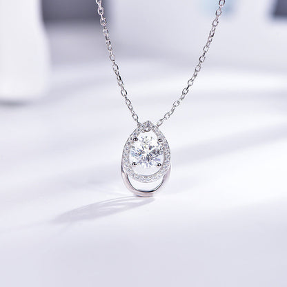 Jzora handmade 1ct pear shape moissanite sterling silver necklace