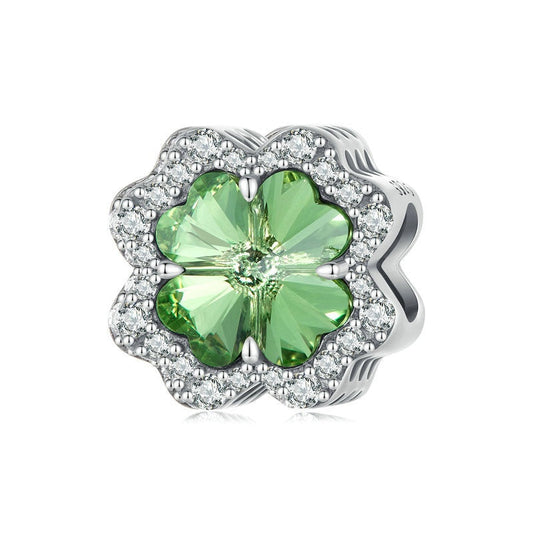 Jzora Fashion Green Lucky Four-leaf Clover Sterling Silver Charm