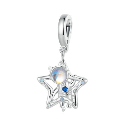 Jzora Romantic Cosmic Star Astronaut Sterling Silver Charm