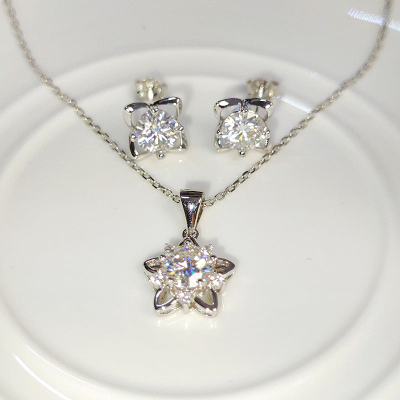 Jzora handmade 2.4ct round cut star moissanite jewelry set