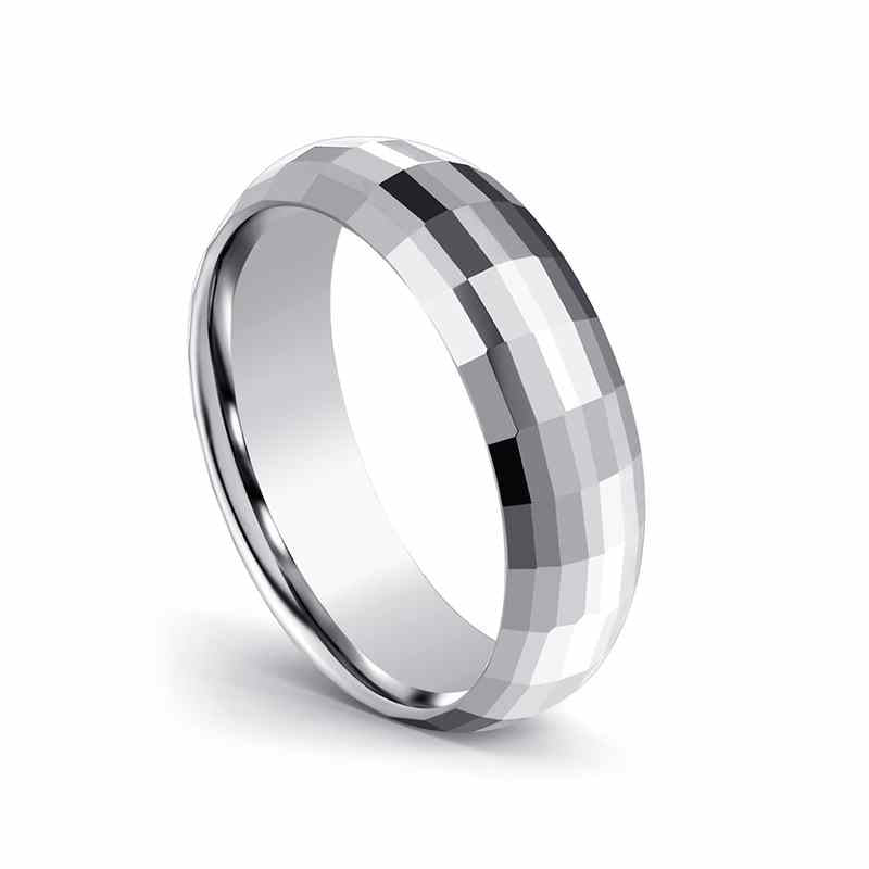 Jzora handmade personalized lozenge cut tungsten Steel wedding men's band