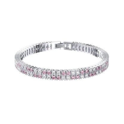 Jzora handmade double row stone tennis sterling silver bracelet