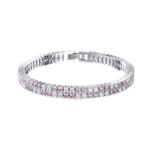 Jzora handmade double row stone tennis sterling silver bracelet