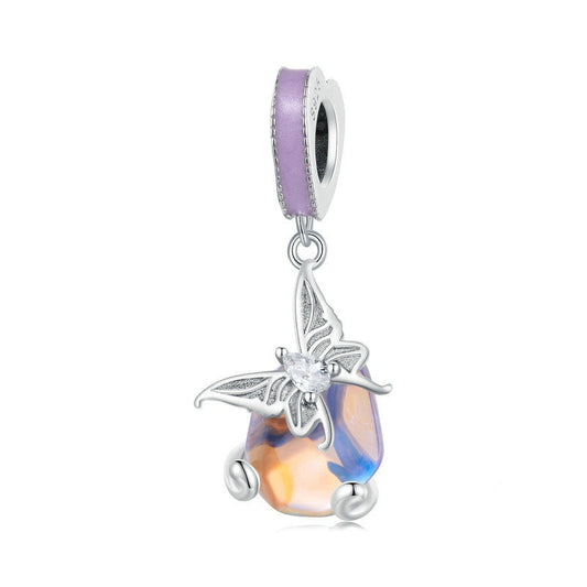 Jzora Sweet Purple Butterfly Sterling Silver Charm