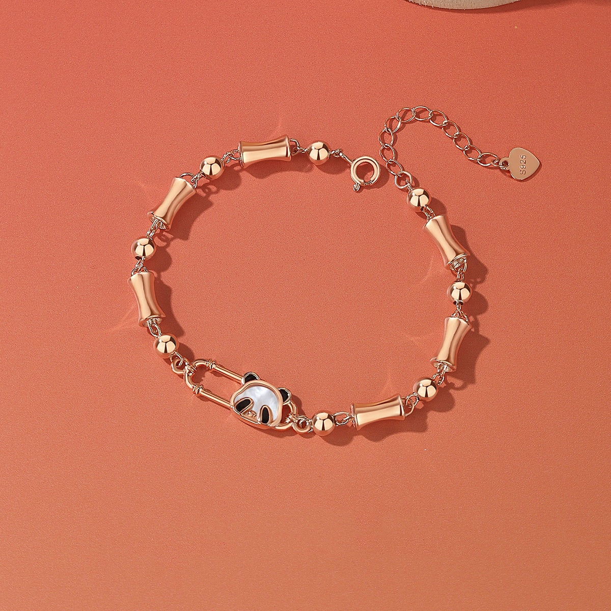 Jzora handmade panda bamboo tennis sterling silver bracelet