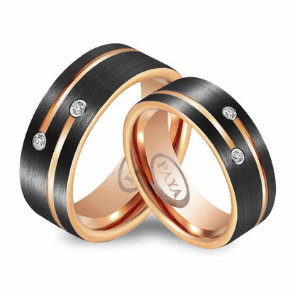 Jzora handmade fashion black gold tungsten steel wedding men's band