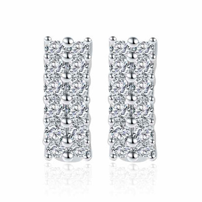 Jzora handmade double row full Moissanite diamond sterling silver earrings