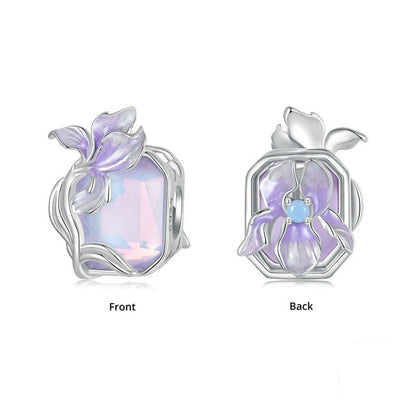 Jzora Purple Crystal Iris Sweet Sterling Silver Charm