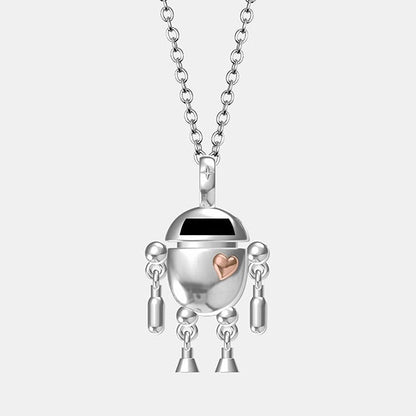 Jzora handmade heartbeat robot sterling silver necklace