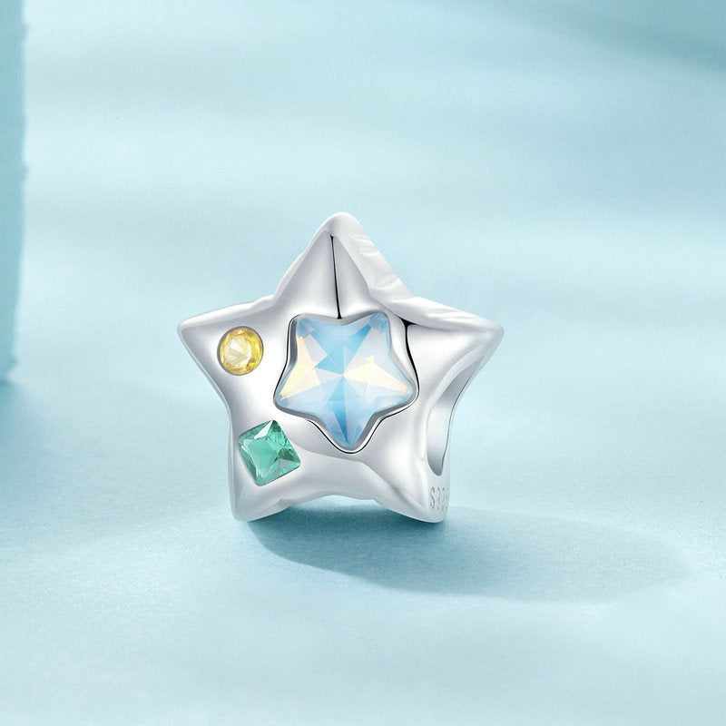 Jzora Sweet Colourful Stars Sterling Silver Charm