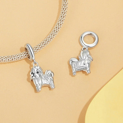 Jzora handmade cute shih tzu pet sterling silver charm