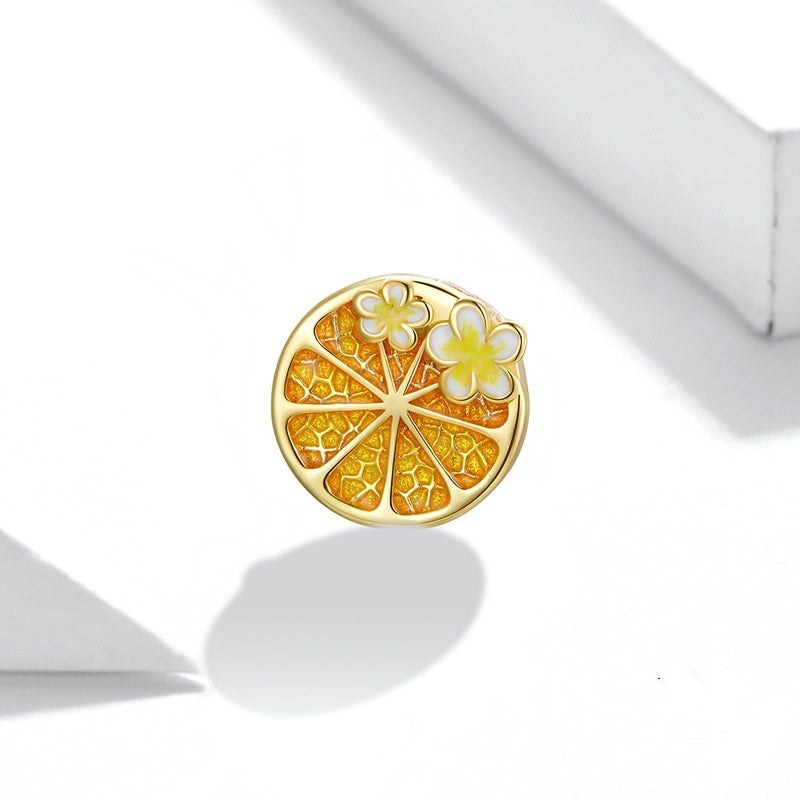 Jzora Summer Fresh Fruit Cherry Blossom Lemon Sterling Silver Charm