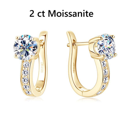 Jzora handmade 2ct round cut fashion moissanite sterling silver earrings