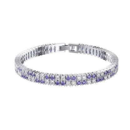 Jzora handmade double row stone tennis sterling silver bracelet