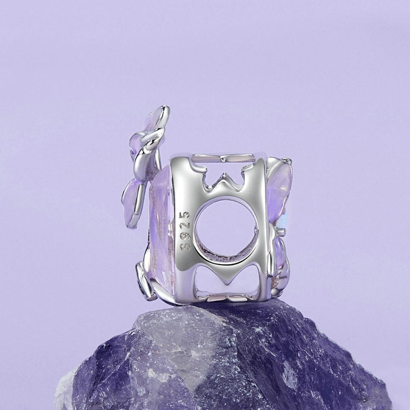 Jzora Purple Crystal Iris Sweet Sterling Silver Charm