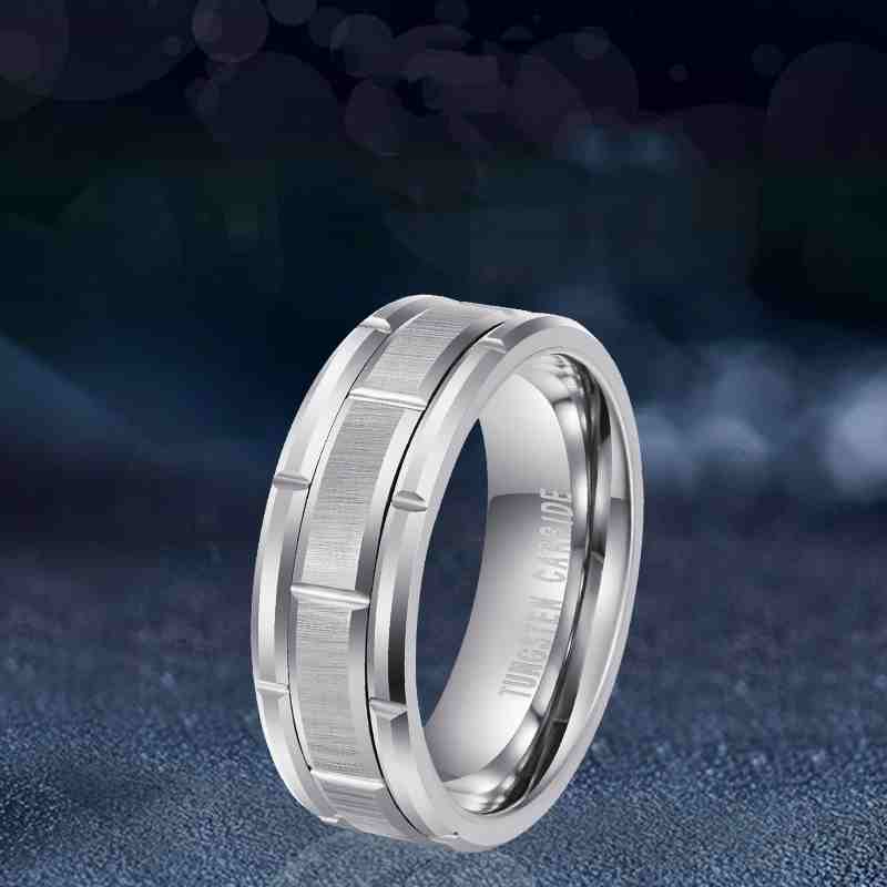 Jzora handmade gold simple style trendy tungsten steel wedding men's band