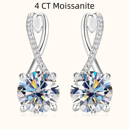 Jzora handmade 4ct round cut fashion Moissanite sterling silver earrings