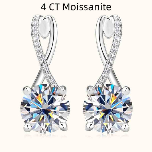 Jzora handmade 4ct round cut fashion Moissanite sterling silver earrings
