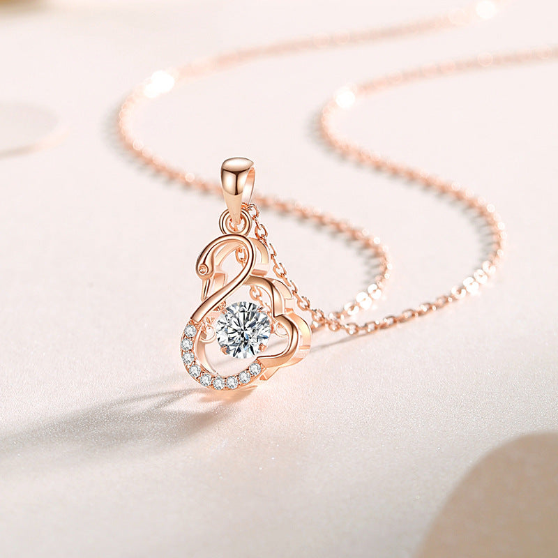 Jzora handmade swan luxury sterling silver necklace