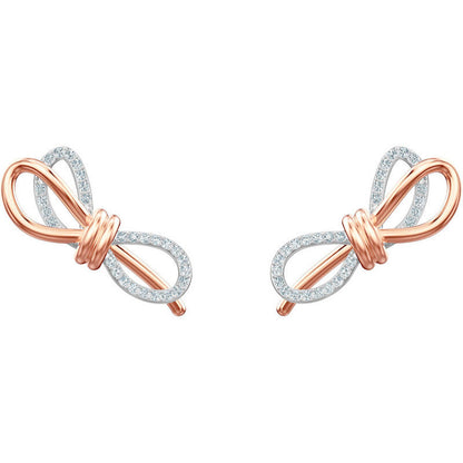Jzora handmade two-tone bow alloy earrings