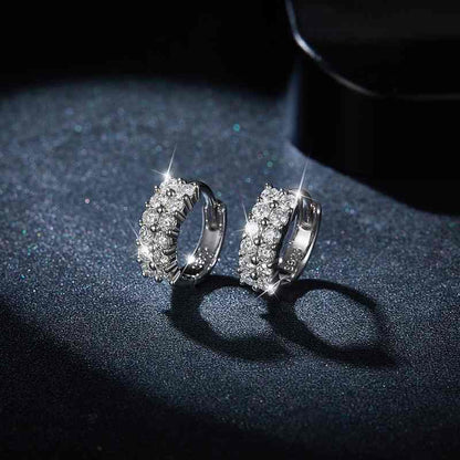 Jzora handmade double row full Moissanite diamond sterling silver earrings