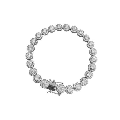 Jzora handmade round cut classic sterling silver tennis bracelet