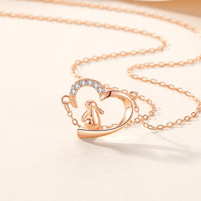 Jzora handmade heart rabbit sterling silver necklace