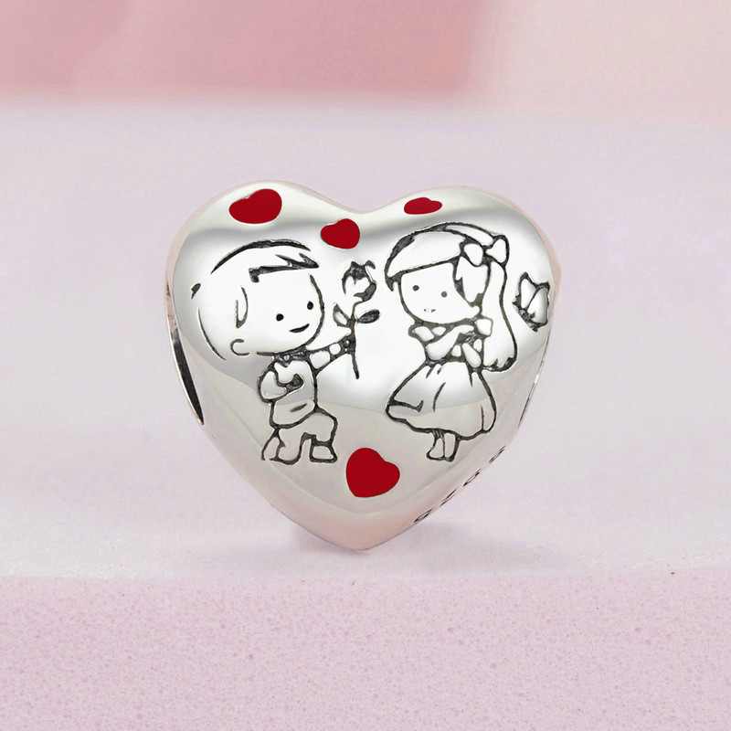 Jzora Heart Two Little Girls Series Boys and Girls Sterling Silver Charm