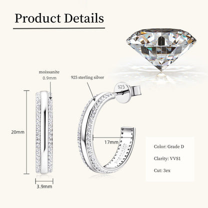 Jzora handmade fashion round calssic moissanite sterling silver earrings