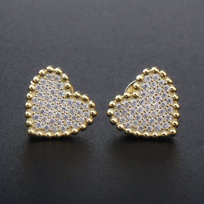 Jzora handmade heart shape classic sterling silver earrings