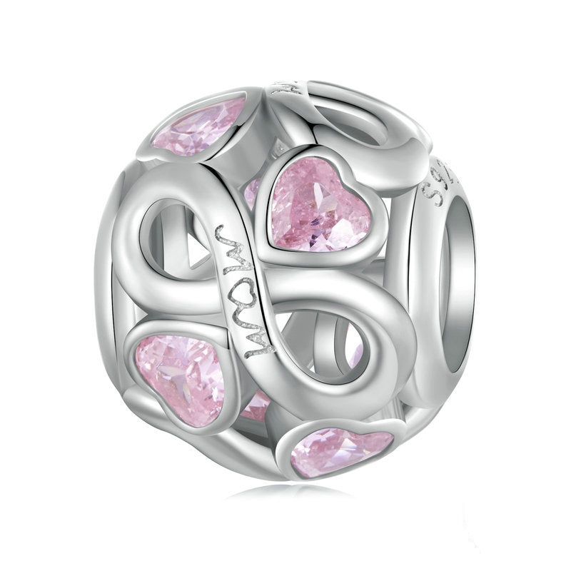 Jzora Pink Eternal Mother's Love Sterling Silver Charm