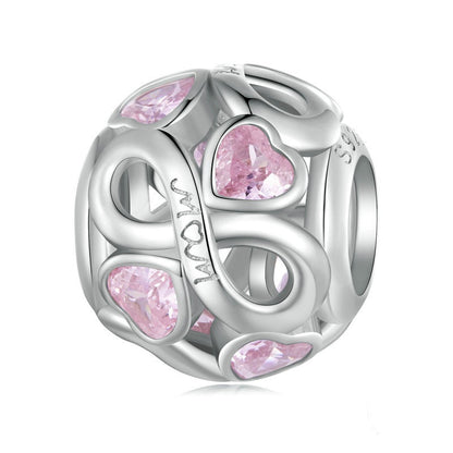 Jzora Pink Eternal Mother's Love Sterling Silver Charm