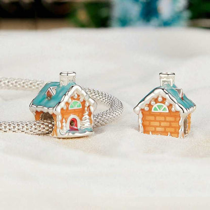 Jzora Handmade Christmas Eve Glow Iin The Dark Chalet sterling silver charms