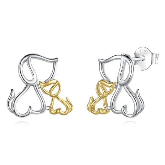 Jzora handmade simple dog sterling silver earrings