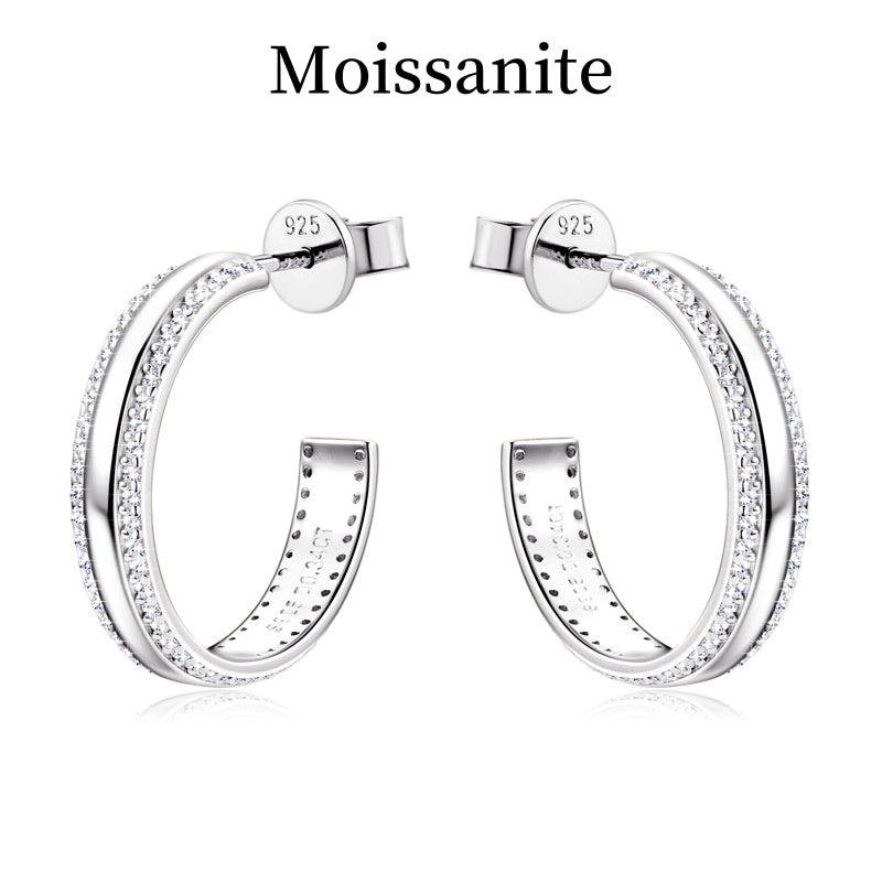 Jzora handmade fashion round calssic moissanite sterling silver earrings