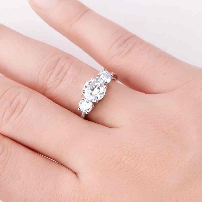 Jzora handmade 3ct round cut Moissanite dazzling sterling silver wedding engagement ring