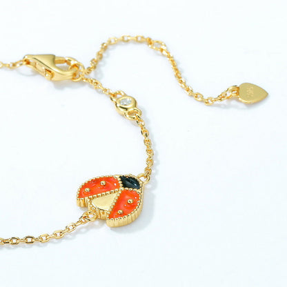 Jzora handmade seven star ladybird lovely sterling silver bracelet