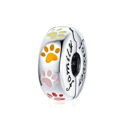 Jzora Cute Animal Paw Print Locator Clasp Sterling Silver Charm