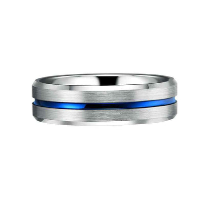 Jzora handmade simple style blue tungsten Steel wedding men's band